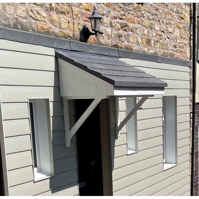 Grassmere Door Canopy 2460mm x 750mm Grey Roof White Base
